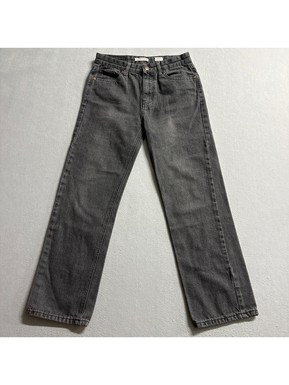 16 Revolution BB Jeans Womens 14/27 Gray Denim Straight Leg High Rise Stretch